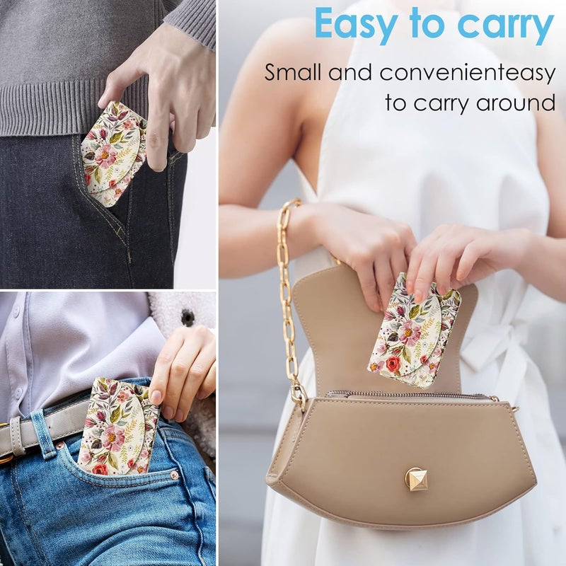 Xavier Business Card Holder，PU Leather Business Card Case Color Printing Pattern Card Holder Wallet，Pockets Magnetic Credit Card Holders for Men and Women，Vintage Flowers - Image 5